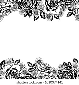 seamless monochrome pattern of flowers for greeting cards, background, price tags