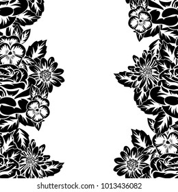 seamless monochrome pattern of flowers for greeting cards, background, price tags