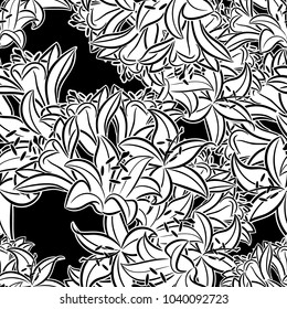 seamless monochrome pattern of flowers for greeting cards, background, price tags
