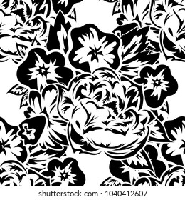 seamless monochrome pattern of flowers for greeting cards, background, price tags