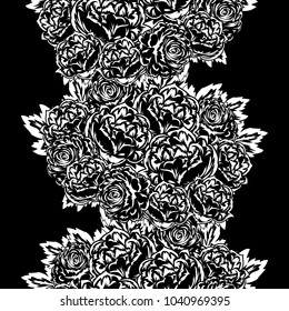 seamless monochrome pattern of flowers for greeting cards, background, price tags