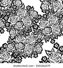 seamless monochrome pattern of flowers for greeting cards, background, price tags