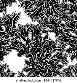 seamless monochrome pattern of flowers for greeting cards, background, price tags
