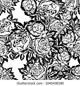 seamless monochrome pattern of flowers for greeting cards, background, price tags