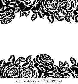 seamless monochrome pattern of flowers for greeting cards, background, price tags