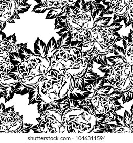 seamless monochrome pattern of flowers for greeting cards, background, price tags