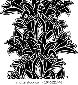 seamless monochrome pattern of flowers for greeting cards, background, price tags