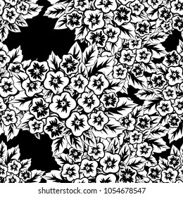 seamless monochrome pattern of flowers for greeting cards, background, price tags