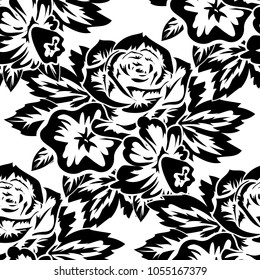 seamless monochrome pattern of flowers for greeting cards, background, price tags