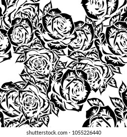 seamless monochrome pattern of flowers for greeting cards, background, price tags