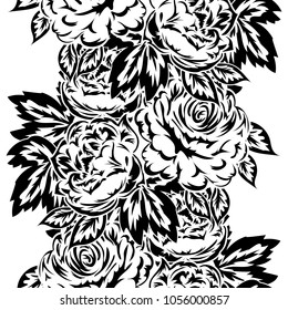 seamless monochrome pattern of flowers for greeting cards, background, price tags