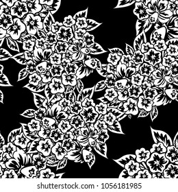 seamless monochrome pattern of flowers for greeting cards, background, price tags