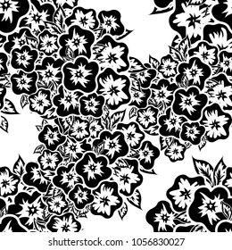 seamless monochrome pattern of flowers for greeting cards, background, price tags