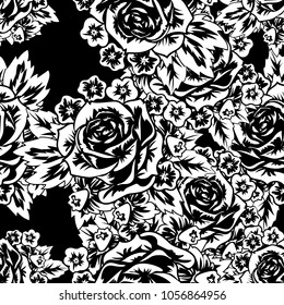 seamless monochrome pattern of flowers for greeting cards, background, price tags