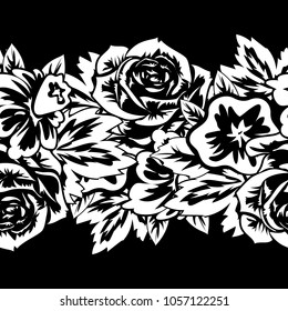 seamless monochrome pattern of flowers for greeting cards, background, price tags