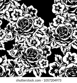 seamless monochrome pattern of flowers for greeting cards, background, price tags