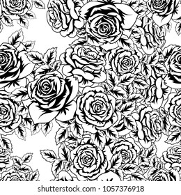 seamless monochrome pattern of flowers for greeting cards, background, price tags
