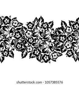 seamless monochrome pattern of flowers for greeting cards, background, price tags