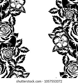 seamless monochrome pattern of flowers for greeting cards, background, price tags
