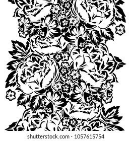 seamless monochrome pattern of flowers for greeting cards, background, price tags