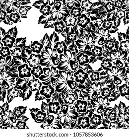seamless monochrome pattern of flowers for greeting cards, background, price tags