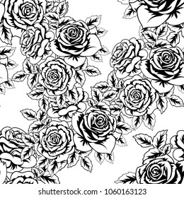 seamless monochrome pattern of flowers for greeting cards, background, price tags