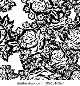 seamless monochrome pattern of flowers for greeting cards, background, price tags
