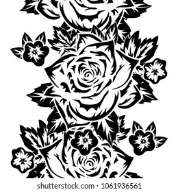 seamless monochrome pattern of flowers for greeting cards, background, price tags