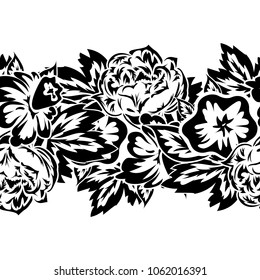 seamless monochrome pattern of flowers for greeting cards, background, price tags