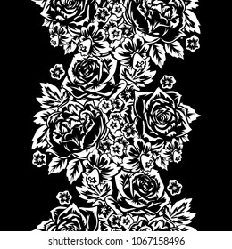 seamless monochrome pattern of flowers for greeting cards, background, price tags