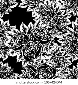 seamless monochrome pattern of flowers for greeting cards, background, price tags