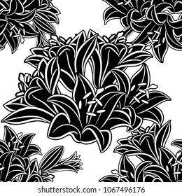 seamless monochrome pattern of flowers for greeting cards, background, price tags