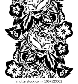 seamless monochrome pattern of flowers for greeting cards, background, price tags