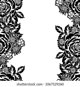 seamless monochrome pattern of flowers for greeting cards, background, price tags