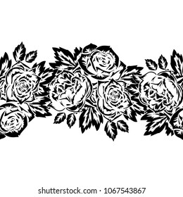 seamless monochrome pattern of flowers for greeting cards, background, price tags