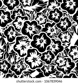seamless monochrome pattern of flowers for greeting cards, background, price tags