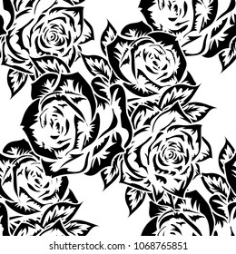 seamless monochrome pattern of flowers for greeting cards, background, price tags