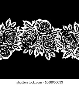seamless monochrome pattern of flowers for greeting cards, background, price tags