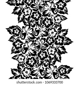 seamless monochrome pattern of flowers for greeting cards, background, price tags