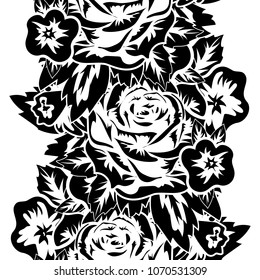 seamless monochrome pattern of flowers for greeting cards, background, price tags