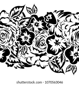 seamless monochrome pattern of flowers for greeting cards, background, price tags