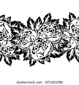 seamless monochrome pattern of flowers for greeting cards, background, price tags