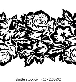 seamless monochrome pattern of flowers for greeting cards, background, price tags