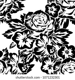 seamless monochrome pattern of flowers for greeting cards, background, price tags