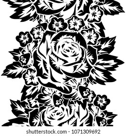 seamless monochrome pattern of flowers for greeting cards, background, price tags