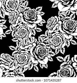 seamless monochrome pattern of flowers for greeting cards, background, price tags