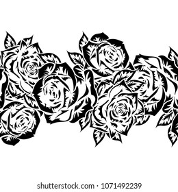 seamless monochrome pattern of flowers for greeting cards, background, price tags