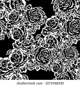 seamless monochrome pattern of flowers for greeting cards, background, price tags