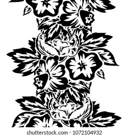 seamless monochrome pattern of flowers for greeting cards, background, price tags