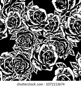 seamless monochrome pattern of flowers for greeting cards, background, price tags